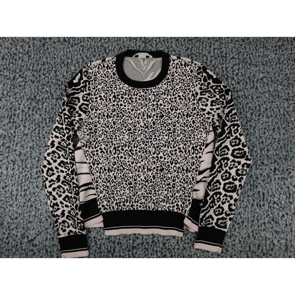 Stella McCartney Sweater Womens 42 Pink Animal Print Good Leopard Zebra Knit Top